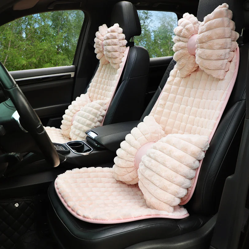 

Winter High-end Imitation Rabbit Fur Checkered Car Seat Cover For Car Seats Universal Seat Cover For Cars Simple Style