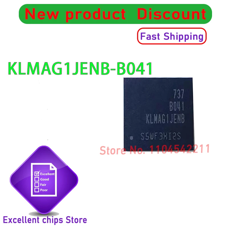 

5-20 шт./лот KLMAG1JENB-B041 KLMAG1JENB B041 BGA153EMMC 5.1 16 ГБ 100% новый, в наличии на складе