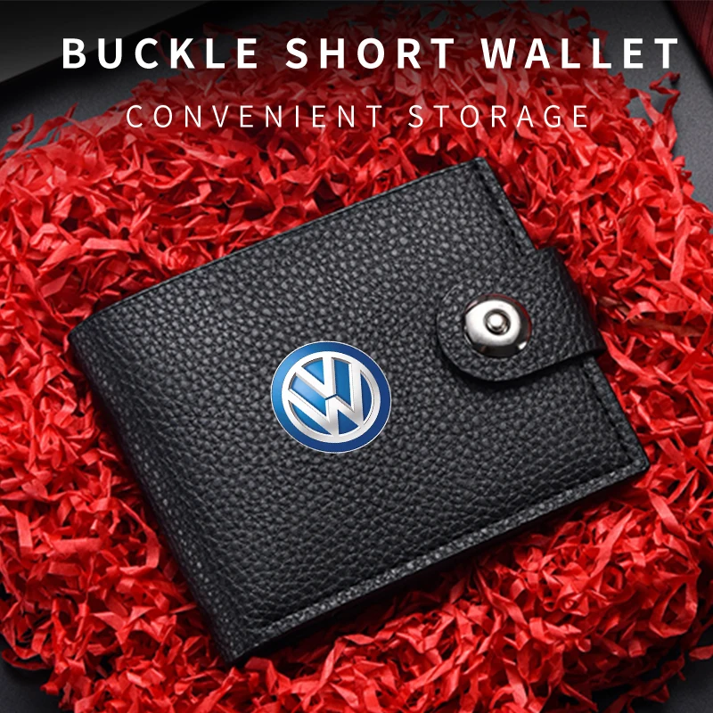 Men Wallet Leather Short Clip Card Coin Storage Purses Women Male Gift For Volkswagen VW Golf 4 6 7 GTI Tiguan Passat B5 B6 B7 C