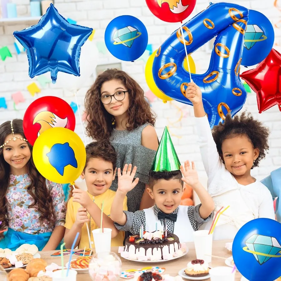 مجموعة بالونات دائرية زرقاء وذهبية مقاس 40 بوصة لتزيين أرقام عيد الميلاد بالون من الألومنيوم مناسبة للأولاد والبنات باللون الأزرق