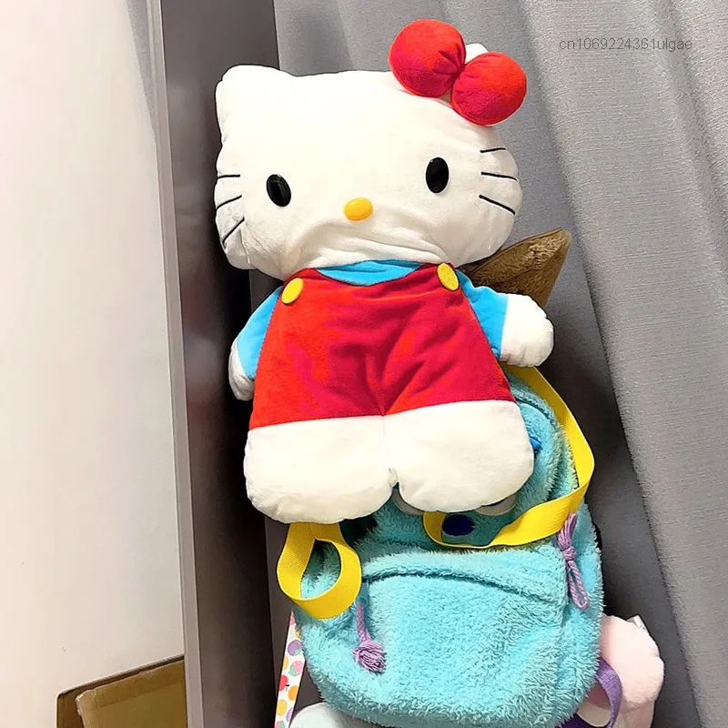 Sanurgente-Sacs à dos mignons Hello Kitty pour filles, sacs à main Kawaii, sac à main en peluche de dessin animé 3D, sac à main pour femmes, sac à