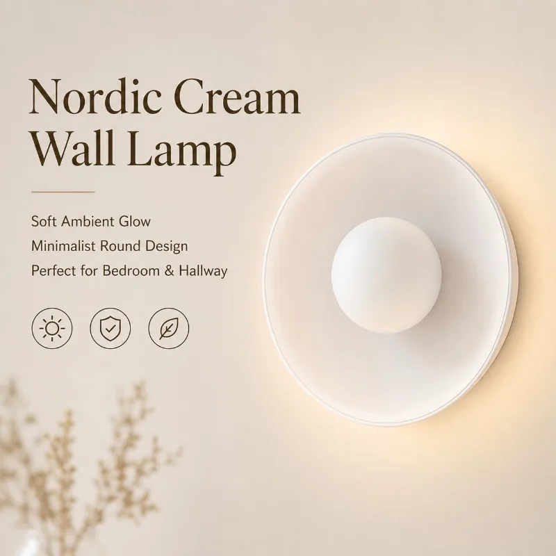 

Nordic Cream Indoor Bedroom Wall Light Bedhead Creative Study Retro Living Room Cloak Room Entrance Corridor Lighting