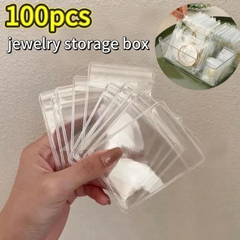 Transparent PVC Jewelry Organizer Pouches Bags Anti-Oxidation Earring Pendant Necklace Bracelet Storage Holder Boxes Display