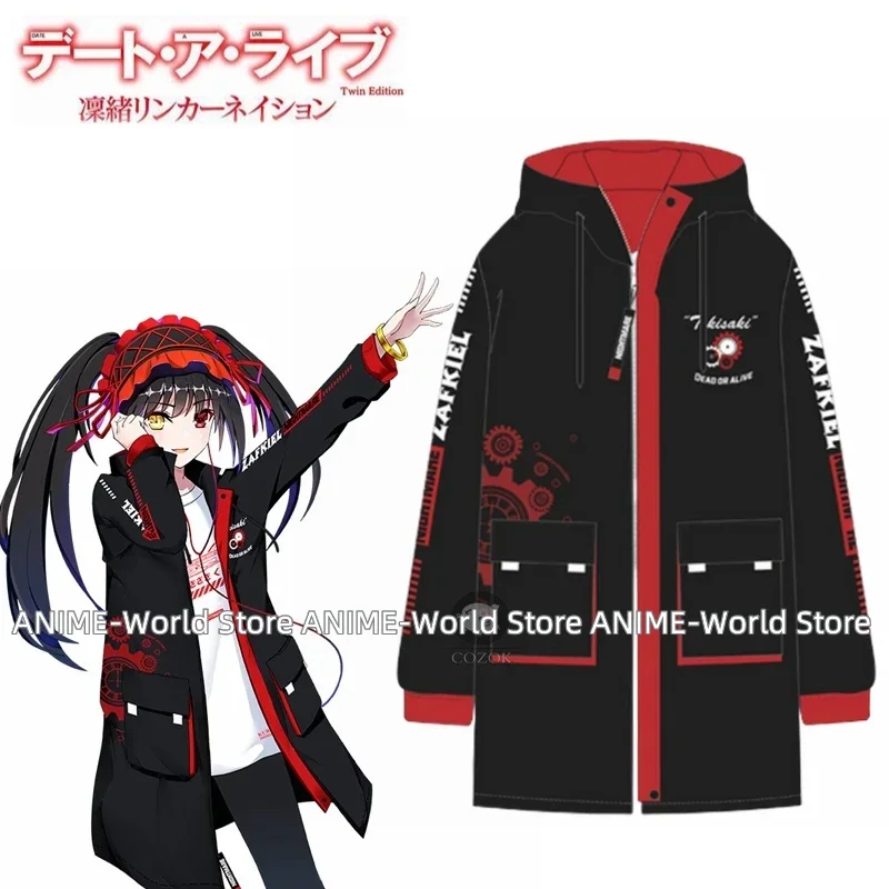 

Anime DATE A LIVE Tokisaki Kurumi Cosplay Autumn Winter Hooded Coat Casual Windbreak Overcoat Long Sleeve T-shirt Fashion Suit