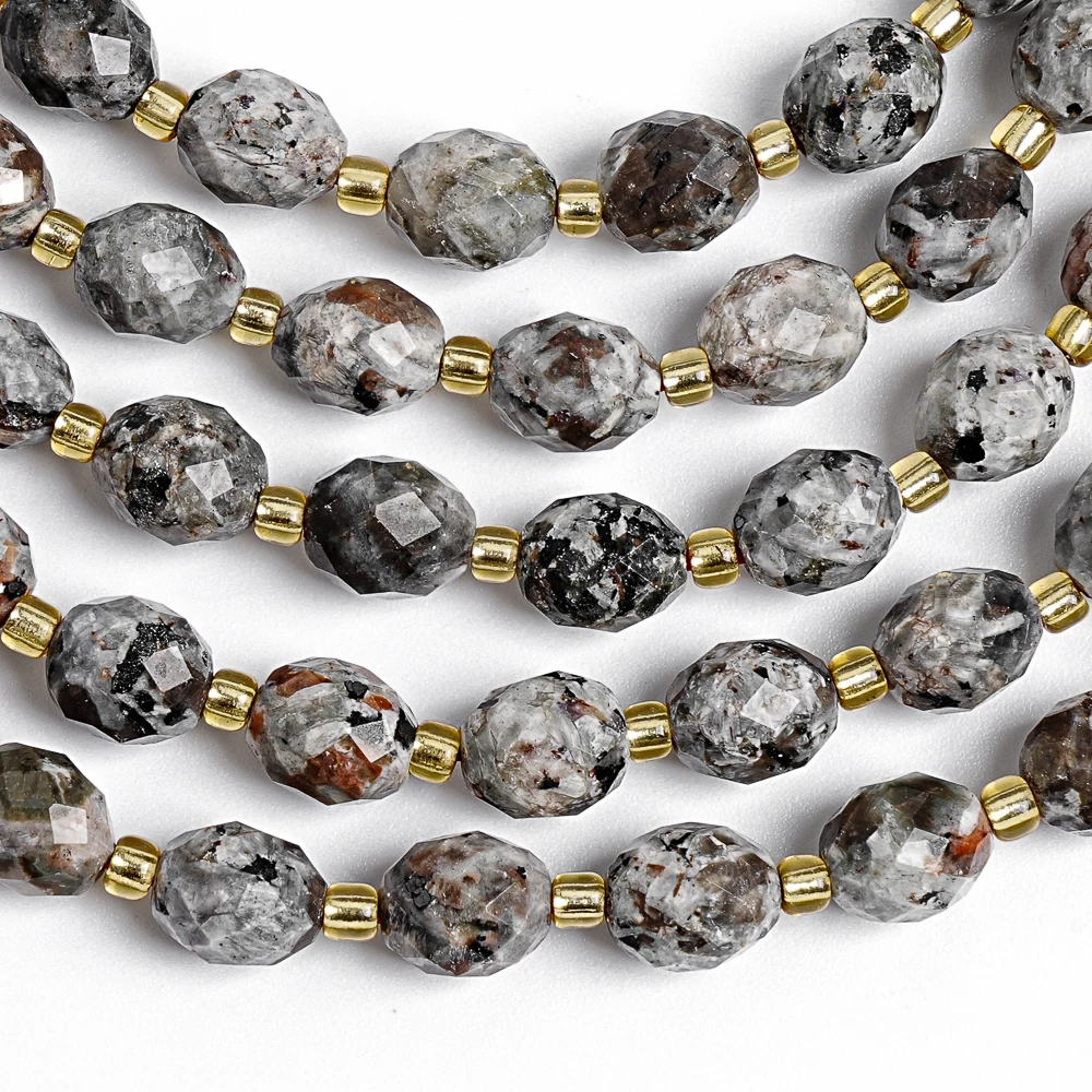 

Natural 8mm Faceted Fluorescent Sodalite Rice Beads Grey Crystal Spacer Beads for DIY Jewelry Making Bracelets Necklaces