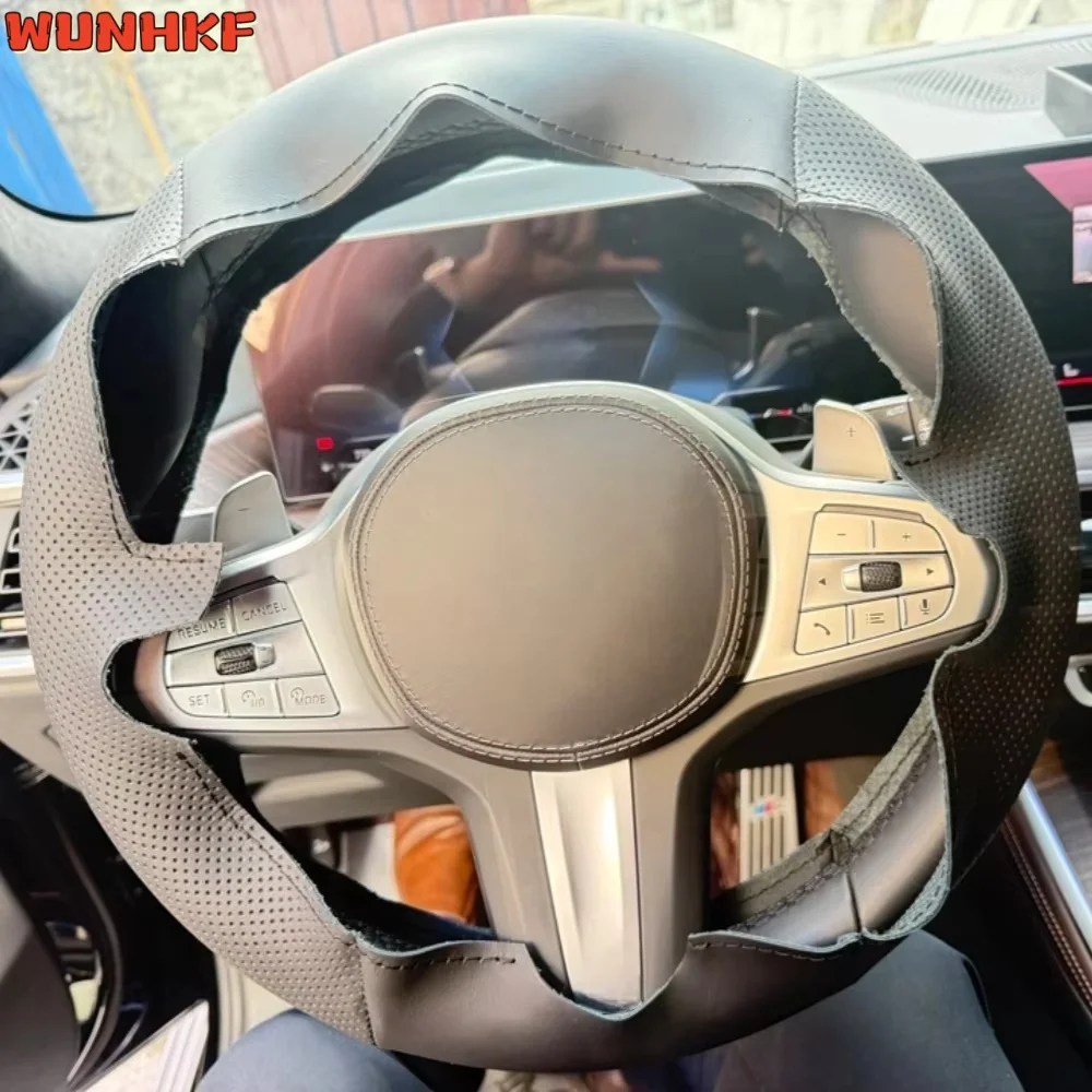 Hand Stitched Non-slip Perforated Microfiber Leather Steering Wheel Cover For BMW M Sport G30 G31 G32 G20 G21 G14 G15 G16 X3 G01