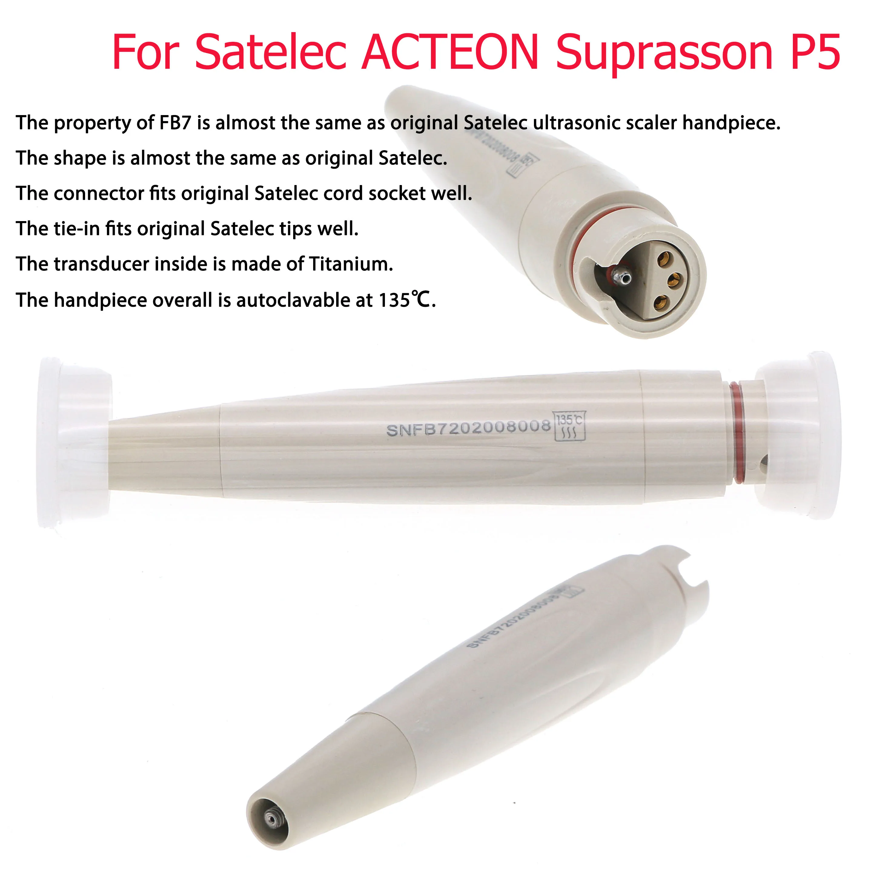 

1/2PCS FB7 Ultrasonic Scaler Handpiece P5 Suprasson Newtron Piezo fit Acteon Satelec H3 Autoclavable