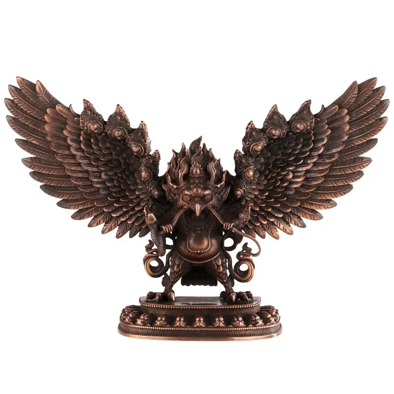 Exquisite Red copper Great golden-winged Peng birds buddha statue Tibet buddhism suparṇa statue suparnin suparn!a ,Large size