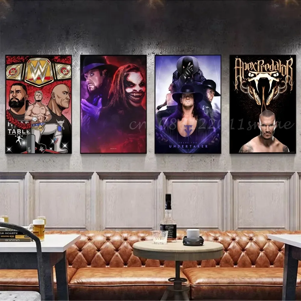 Póster de lucha libre W-Wwe, arte autoadhesivo, pegatina de papel impermeable, decoración de pared de habitación, cafetería, Bar, 1 ud.