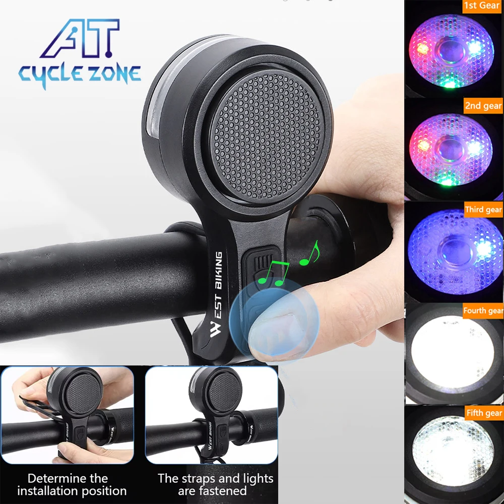 

2 in1 Bicycle Horn Headlight Multifunctional Ring Bell MTB Road Bike Front Horn Light for Night Riding Cycling Accessories