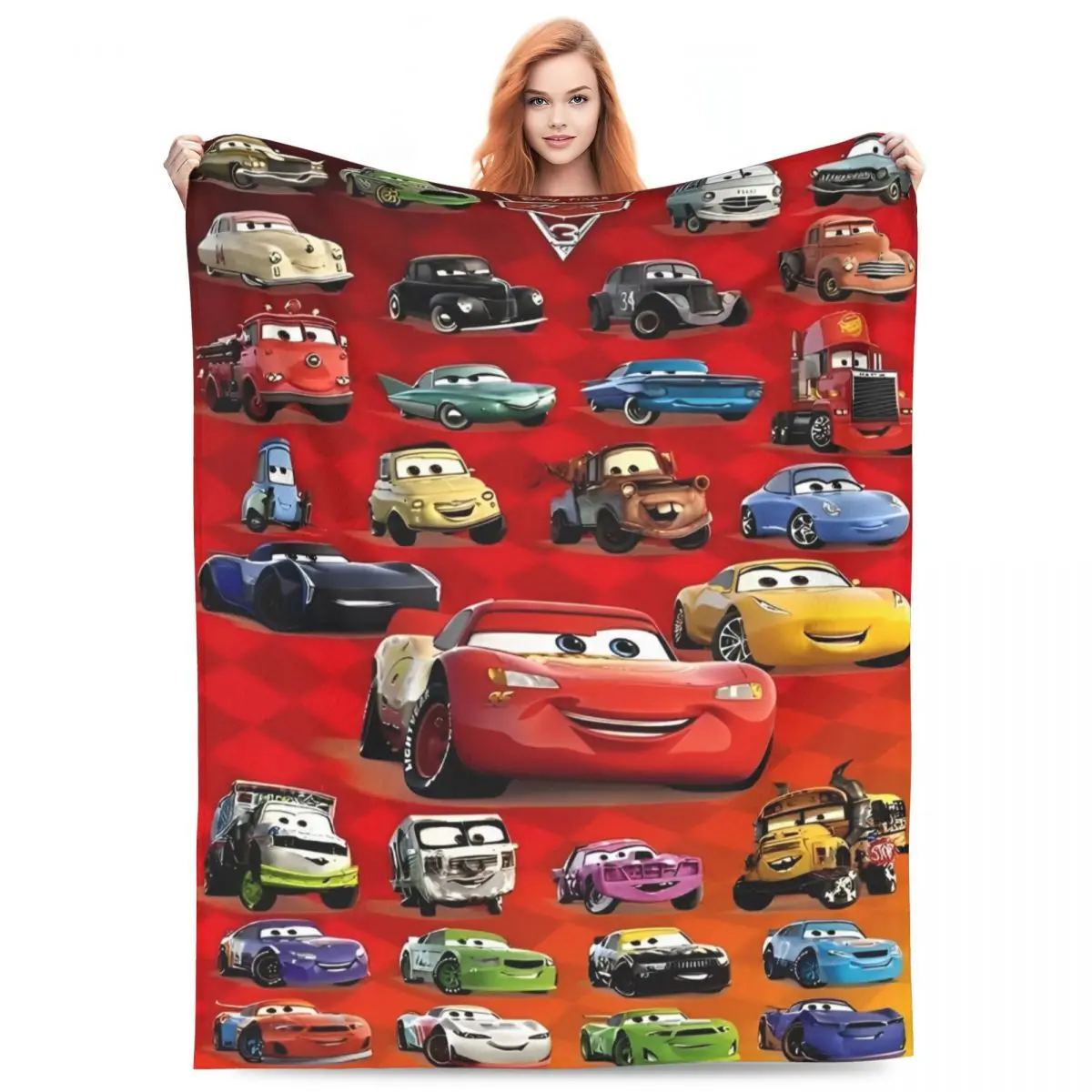 

Life Is A Highway Lightning McQueen Blankets Fleece Cars Portable Lightweight Throw Blanket for Bedding Office Bedspreads