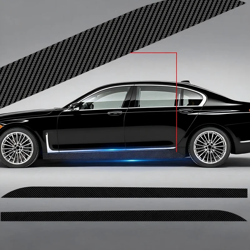 

Heavy Duty Side Skirt Guard - Anti-Collision Carbon Fiber Tape, Universal for Most Vehicles Exterior Styling Upgrade Kit-.-