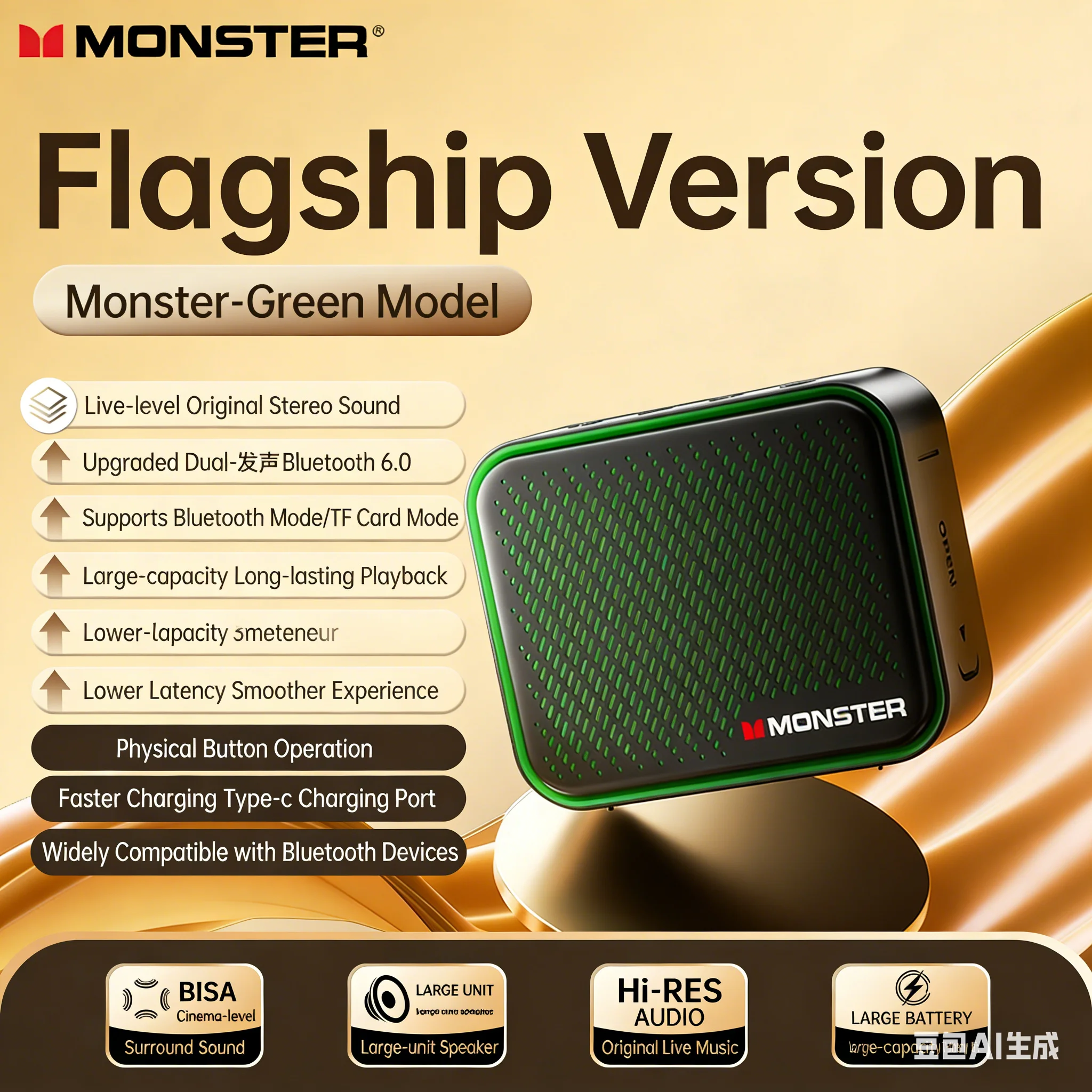 

10W DS01 Bluetooth 6.0 Speaker IP67 Waterproof 1500mAh 10H Battery Mini Portable Wireless Speaker with Multiple TF Play Modes