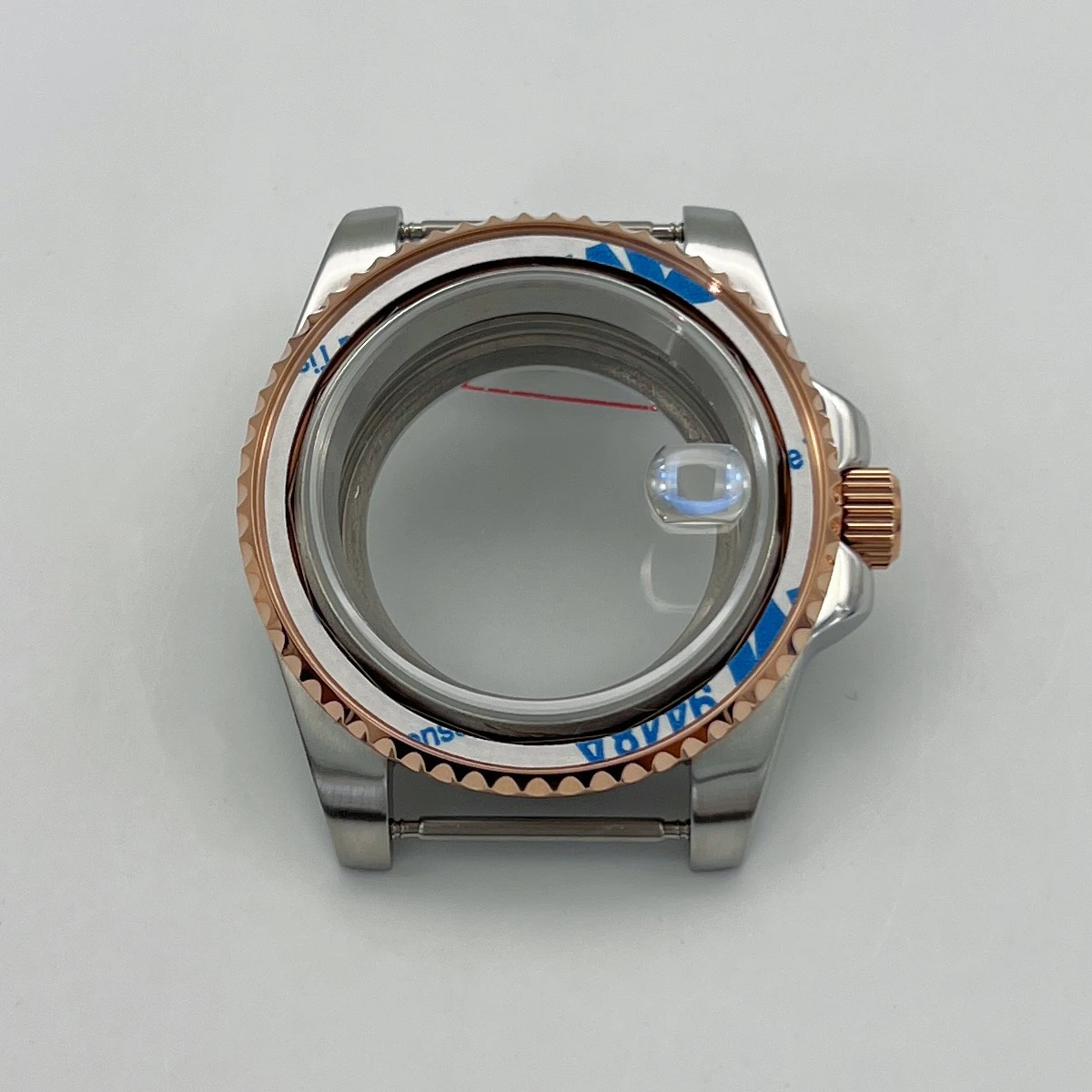 

Silver+Rose, 40mm NH35 case, 120 clicks, stainless steel sapphire glass, suitable for NH34 NH35 and NH36 movements