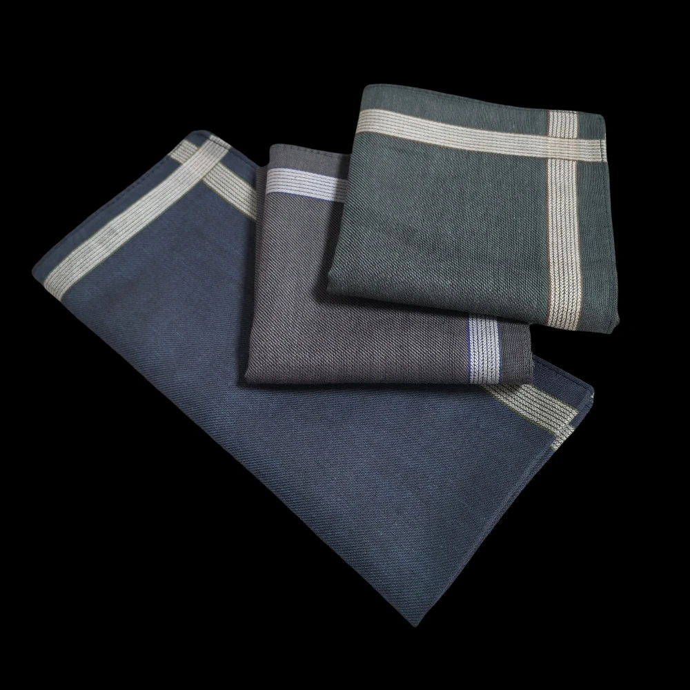 Set di fazzoletti da uomo in raso tinta unita in puro cotone 3 pezzi con rilevamento sottile, asciugamano da tasca, morbido gentiluomo 43 cm/16,9 pollici