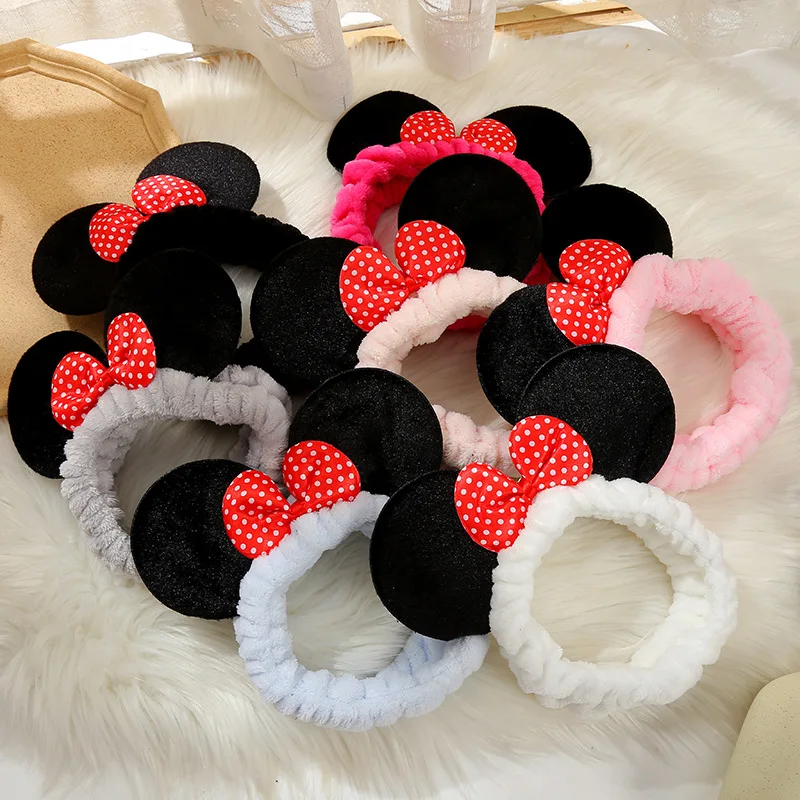 

Disney Mickey Mouse Ear Headband For Adults Girls Elastic Hair Ring Minnie Mouse Ears Hair Ties Women Face Wash Hair Accessories