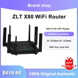 Original ZLT X80 WiFi 6 5G CPE Router 2400Mbps Signal Network Amplifier SA/NSA Dual Mode Repeater Built-in 10000mAH Battery