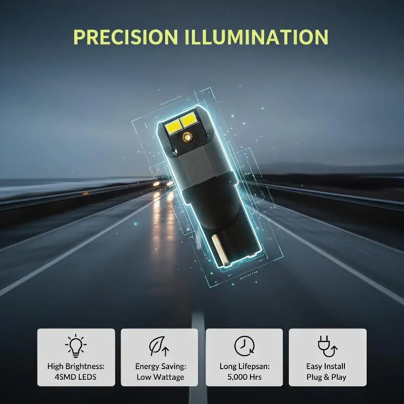 

T10 LED W5W 6000K White Car Interior Bulbs High Lumen Reading Lamps Ideal for Door and Lighting