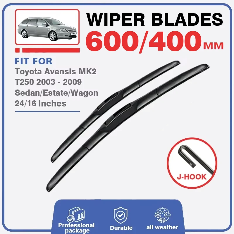 Front Windshield Wiper Rear Wiper Set For Toyota Avensis T25 2003 - 2009 MK2 Washer Brushes Blades Window Windscreen 24\