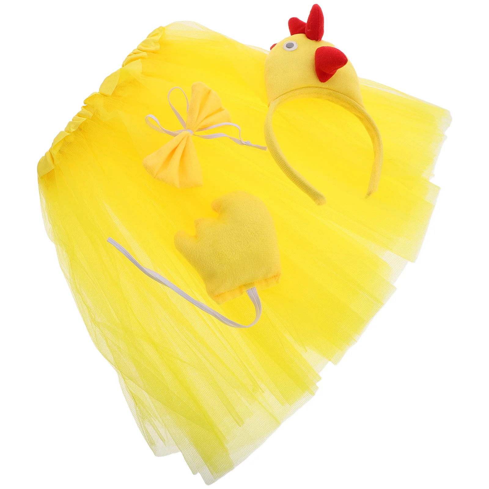 1Set Rooster Kids Costume Set Chicken Cosplay Outfit Headband Bow Tie Tail Tutu Skirt Party Birthday Dress Costume for Chicken