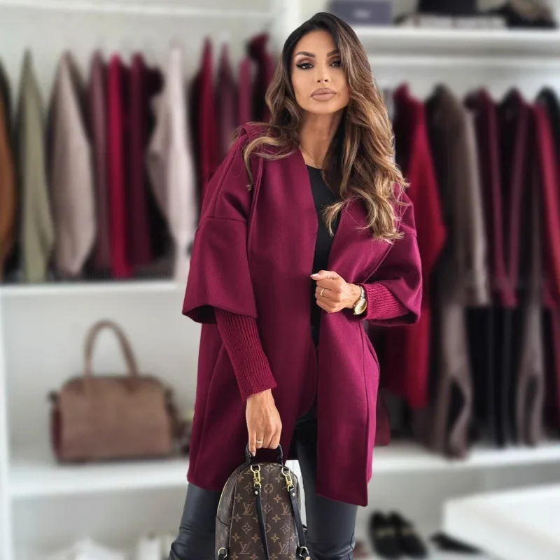 

Women Fashion Loose Fleece Half Sleeve Button Long Coat Ladies Casual Female Solid Color Warm Top Fashion Lady Outerwears