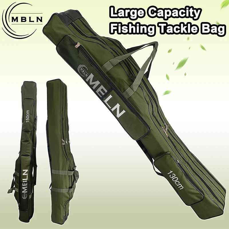 

1 шт. MBLN 3-слойная сумка для удочки большой вместимости — складная, прочная молния, переноска на плечо и руке, 2 боковых кармана