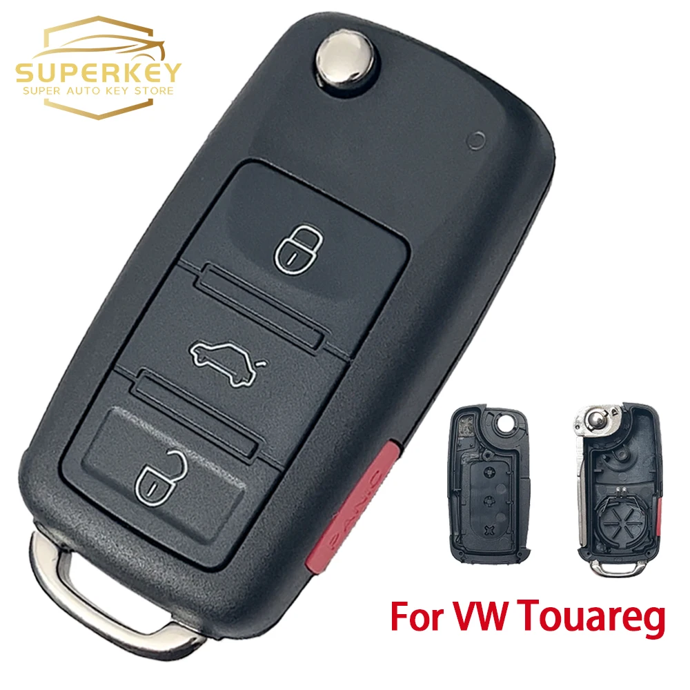 SUPERKEY KR55WK45032 3 + 1 guziki wymienne etui na składany kluczyk samochodowy pilota 2002-2010 VOLKSWAGEN VW Phaeton Touareg