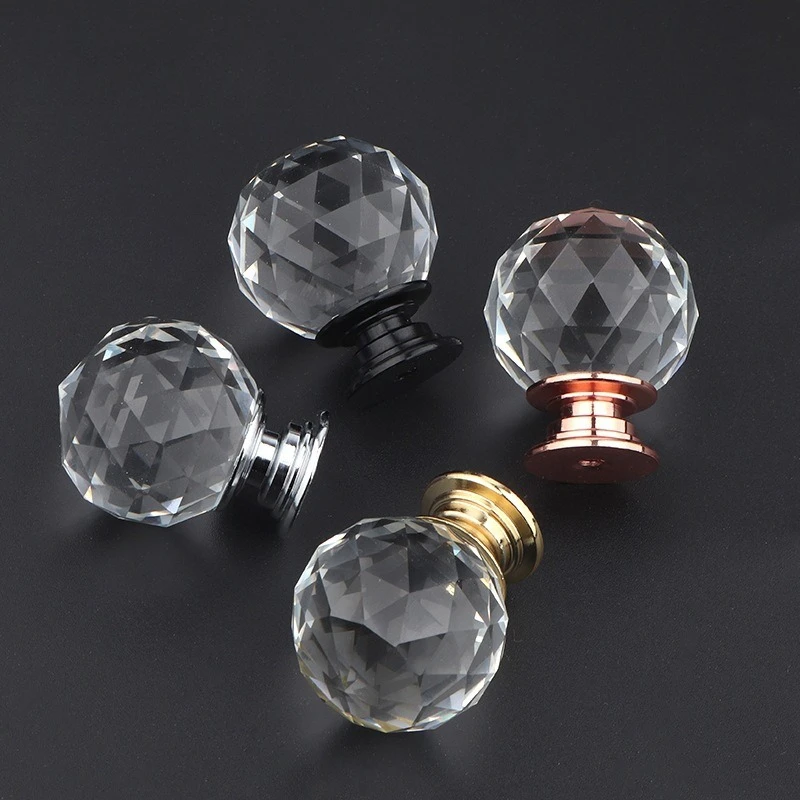 10pcs Crystal Glass Cabinet Knobs Clear Diamond Drawer Pulls 20/30/40mm Shiny Wardrobe Door Handles