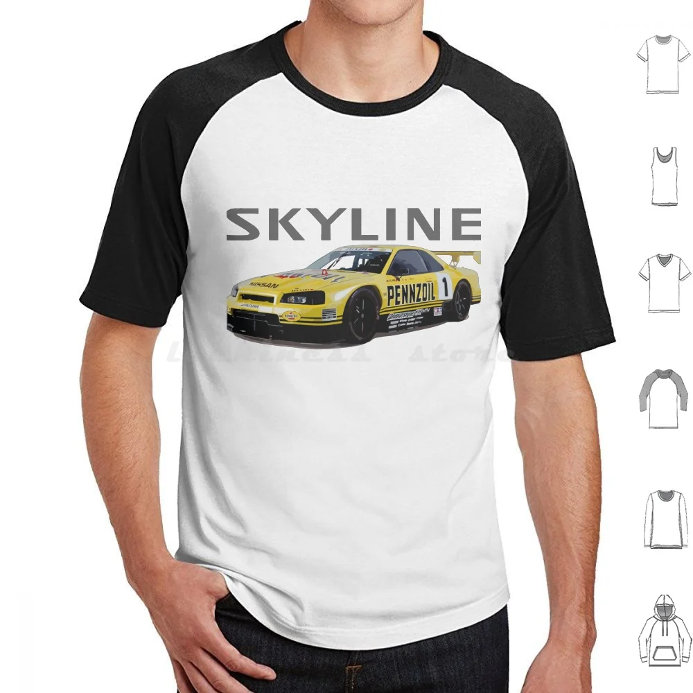 Pennzoil Skyline Gt-R Jgtc Race Car ( Bnr34 ) T Shirt 6xl Cotton Cool Tee Gtr Skyline R34 Made In Japan Gtr R35 R35 Car