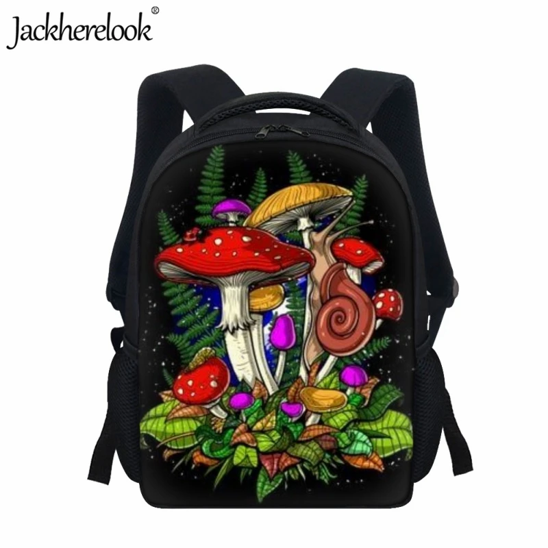 Jackherelook arte psychedelic cogumelo impressão saco de escola das crianças moda nova quente bookbags mochila prática para o jardim de infância