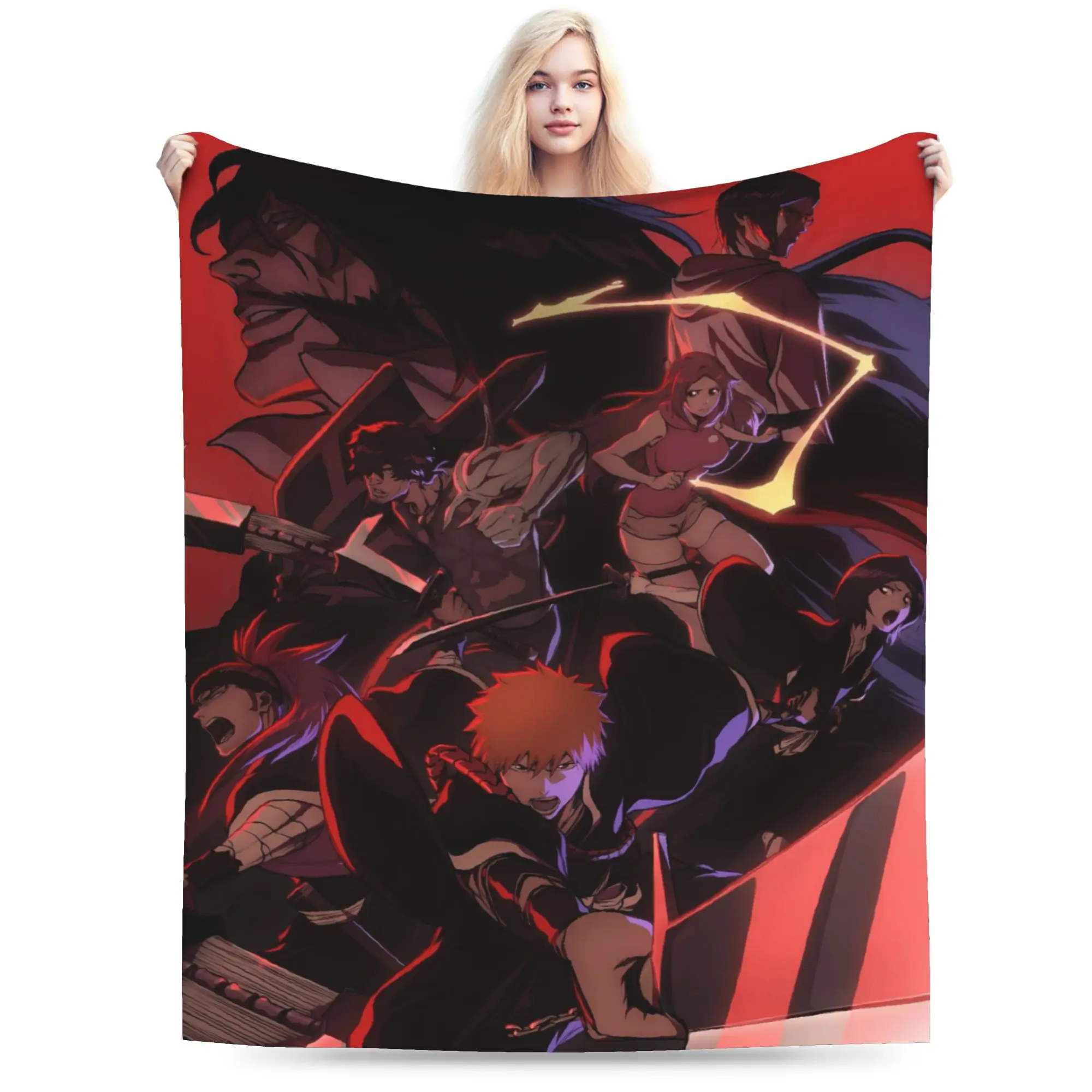 Ichigo Full Hollow Form Super Warm Blanket Bleached Airplane Travel Plush Throw Blanket Fluffy Flannel Bedspread Sofa Bed Cover