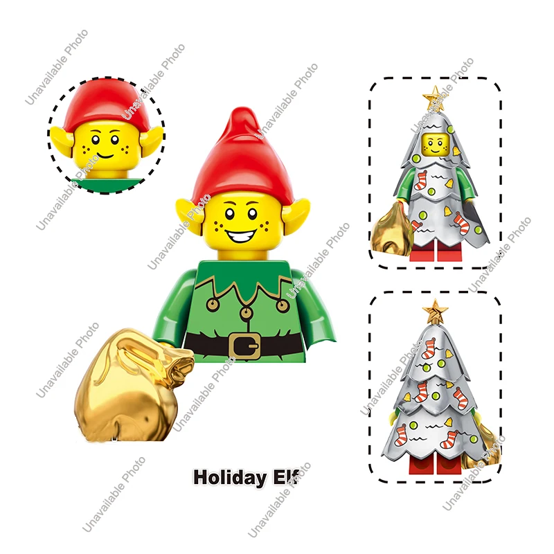 Hot Toys New Building Blocks Merry Christmas Elf Darth Vader Grinch Jake Sally Santa Rex Mini Action Figures Building Blocks Toy