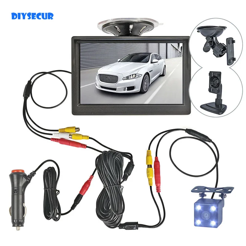 

DIYSECUR 5inch 800 x 480 HD Car Monitor Waterproof Reverse LED Night Vision Backup Rear View Car Camera with Monitor