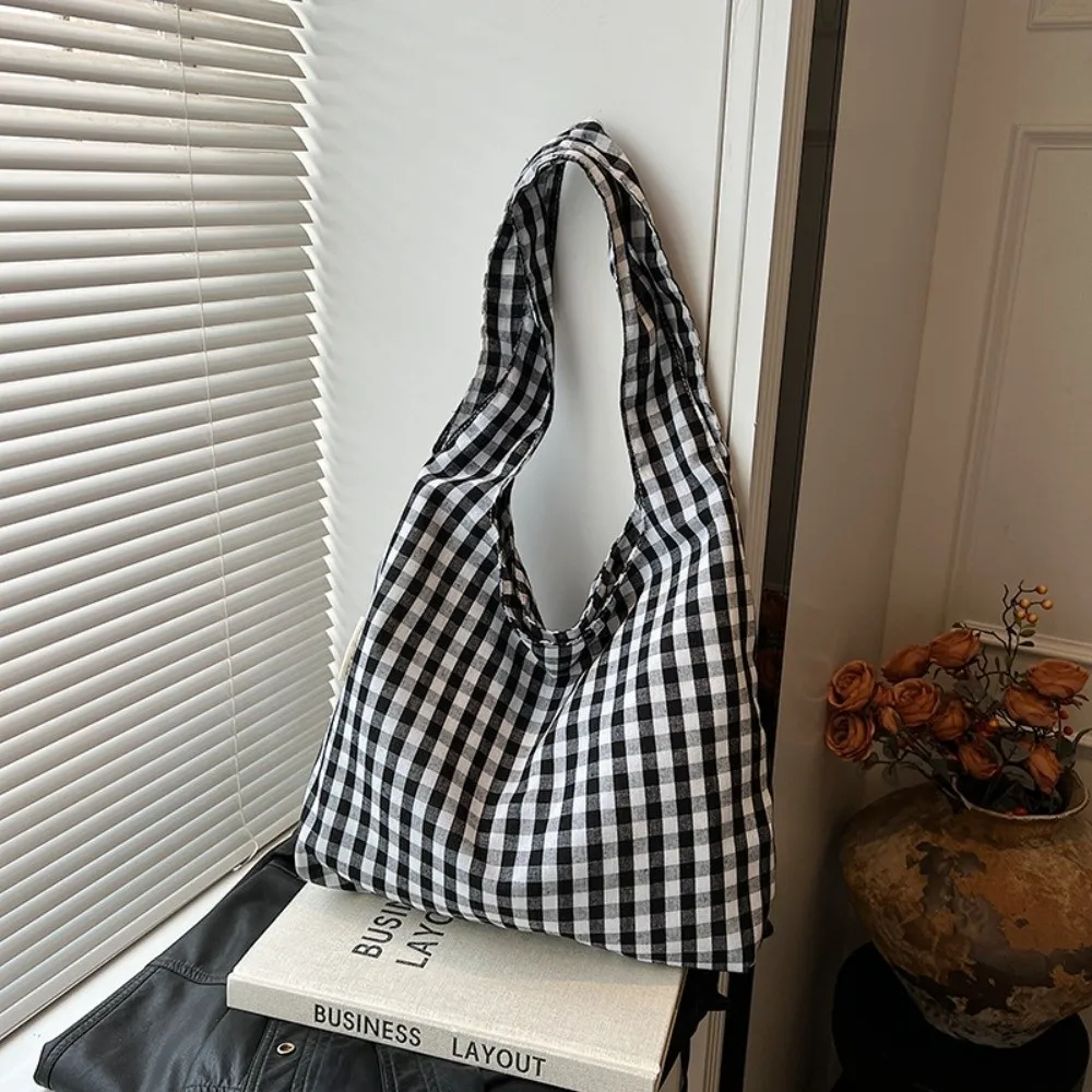 Vintage Lightweight Plaid Underarm Bags Multifunctional Large Capacity Women's Handbag Tote Bag Students