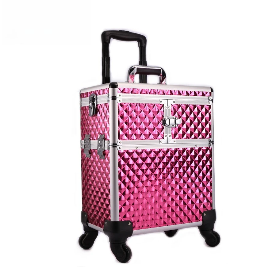 Professional cosmetic case, universal wheel trolley cosmetic case, beauty salon trolley case