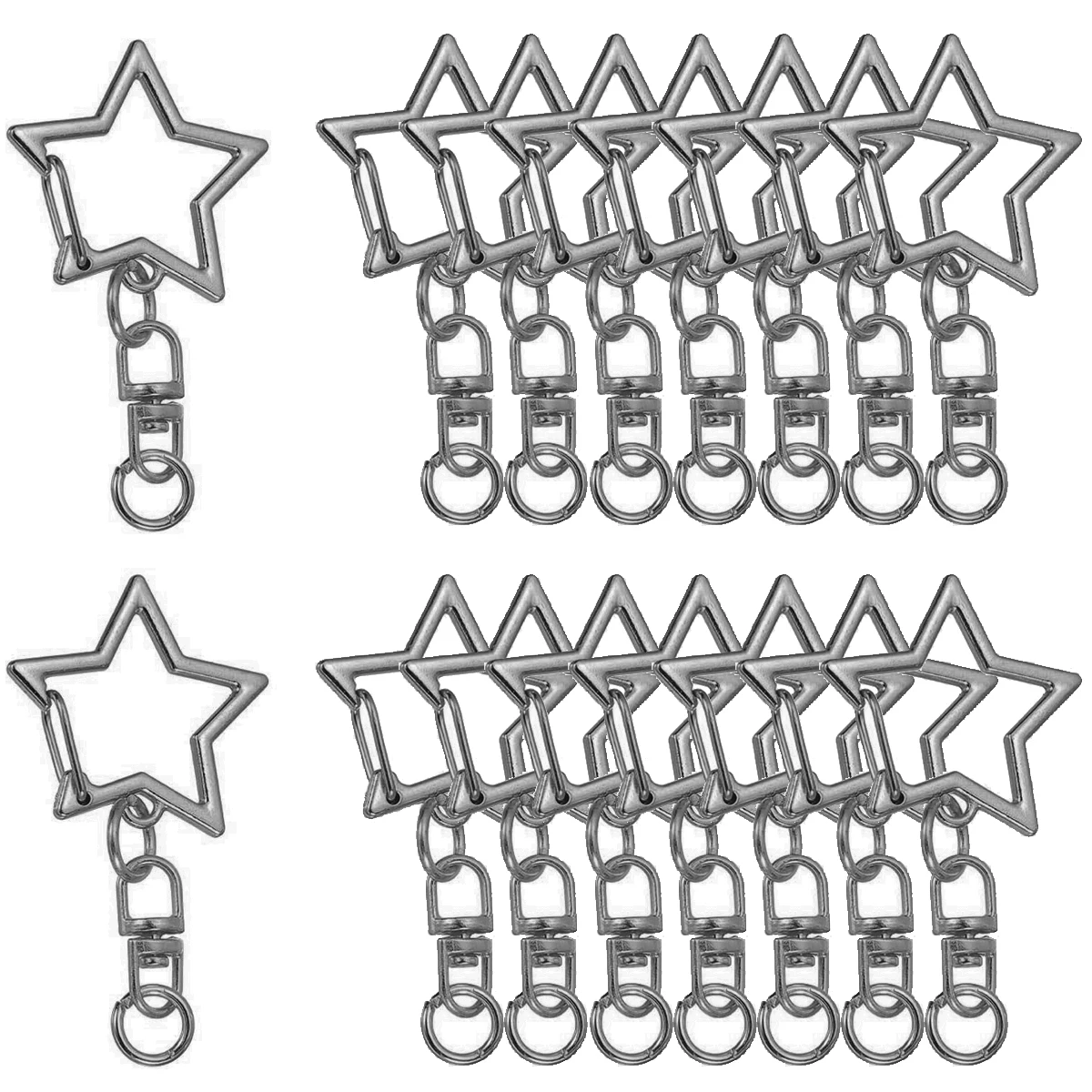 Star-Shaped Spring Snap Keychain Clip Set