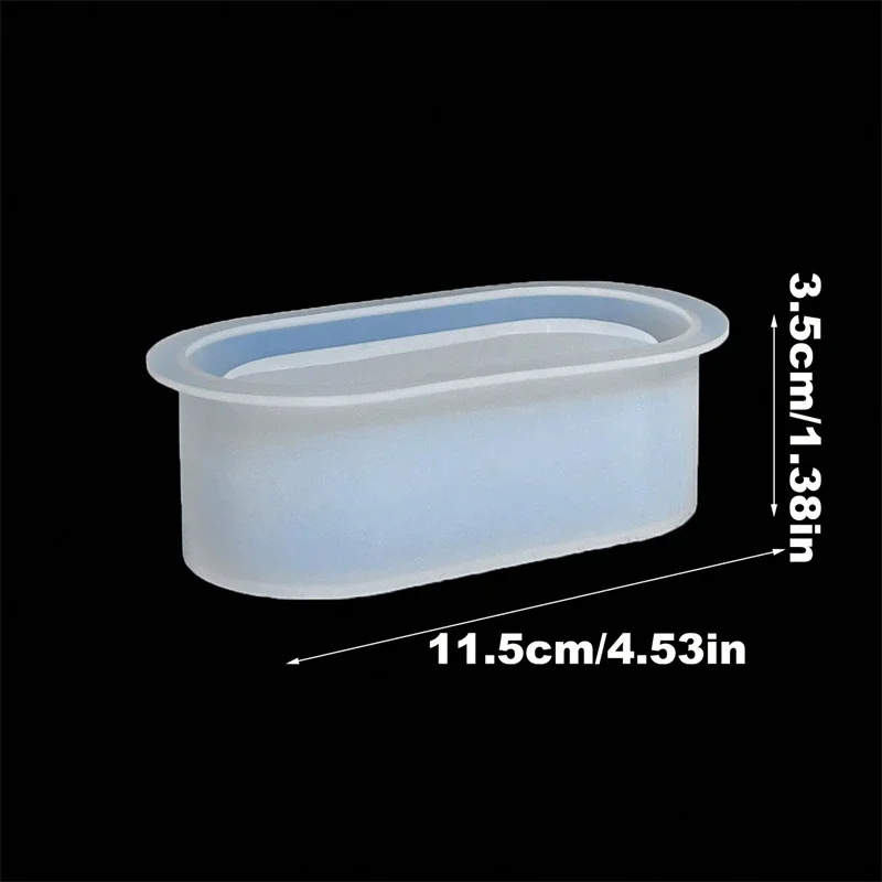 1pc Rectangular Shortage Box Silicone Mold DIY Crystal Epoxy Glue Mold Elliptical Succulent Flower Pot Gypsum Cement Mold