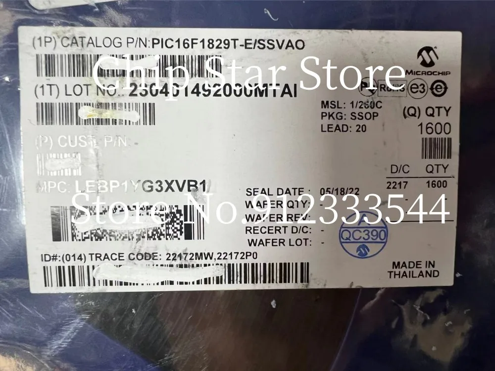 5-100pcs  PIC16F1829-E/SS  PIC16F1829T-E/SS  PIC16F1829  SSOP20  8Bit Microcontroller MCU  100%New And Original