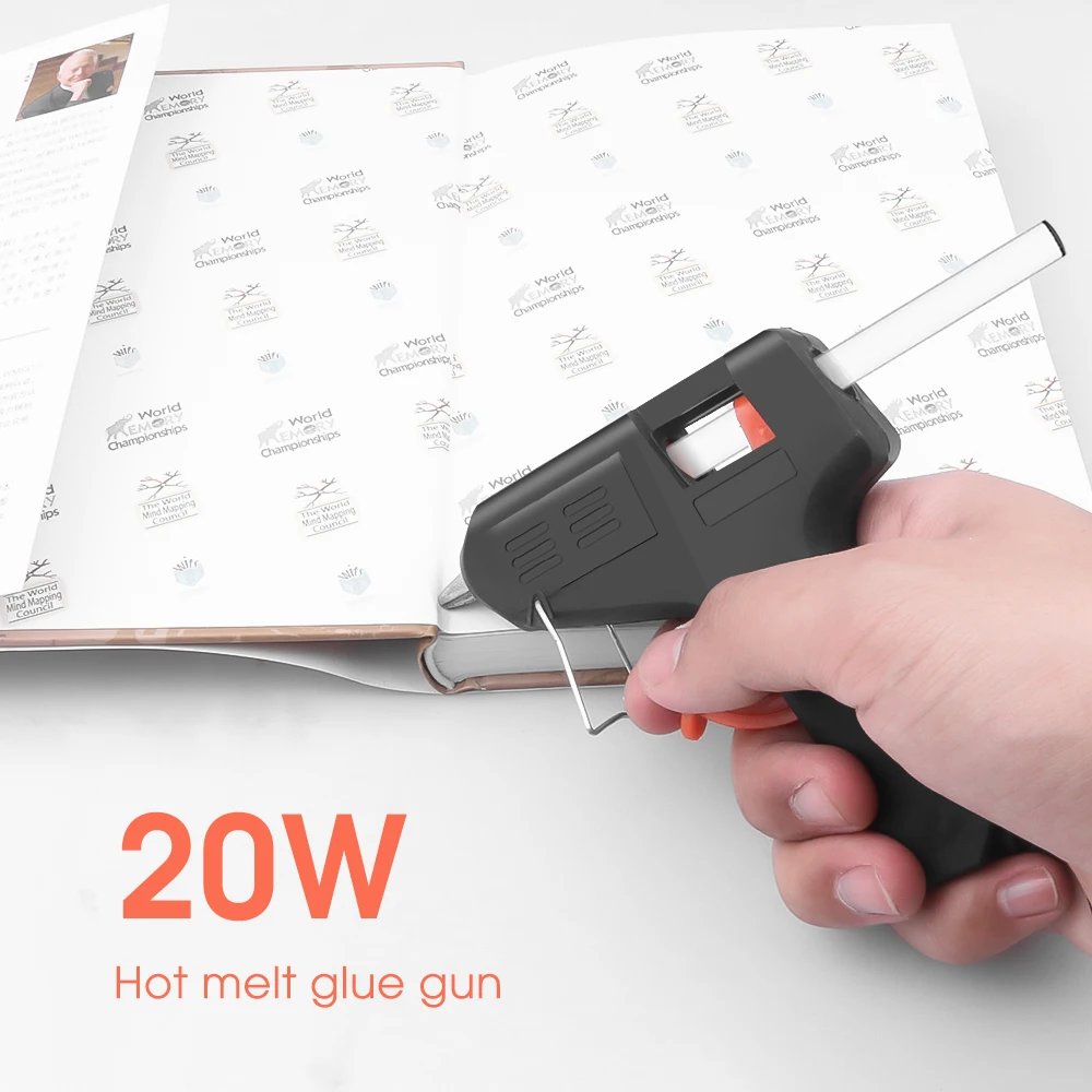 20W Hot Glue Gun Tool Kit Temperature Adjustment Silicone Gun for Crafts Repair DIY Use 7mm Glue Sticks Pure Copper Nozzle