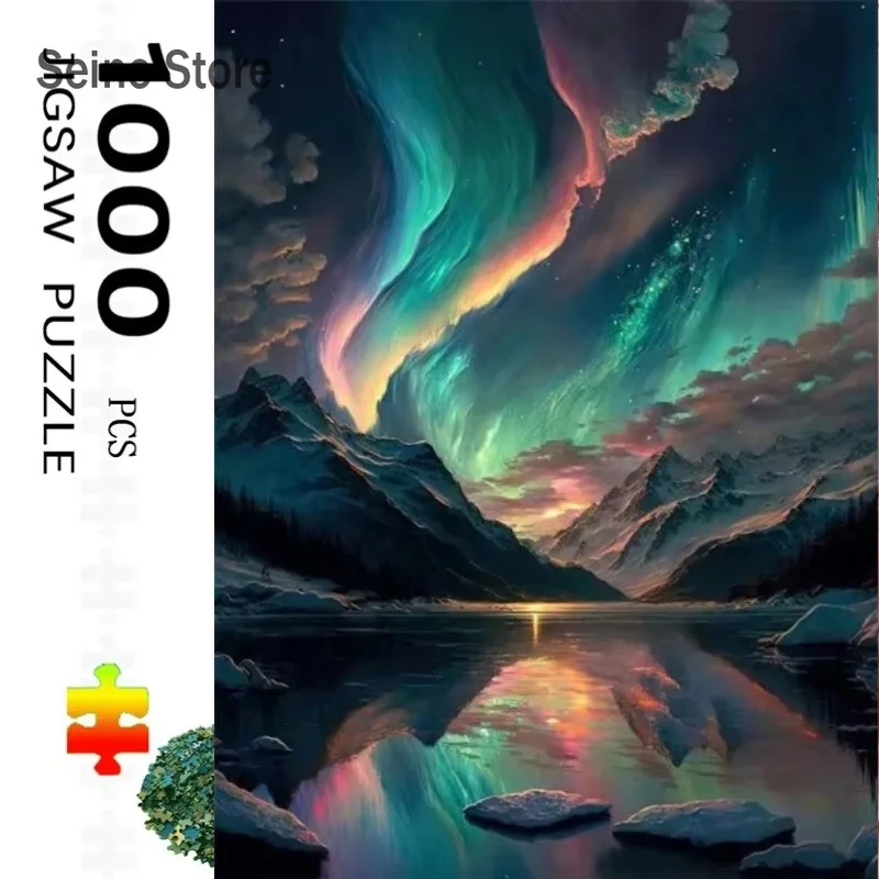 500 Pieces Jigsaw Puzzle Aurora Borealis Landscape Assembling Picture Adults Anti Stress Puzzles Toys For Kids Games Xmas Gift