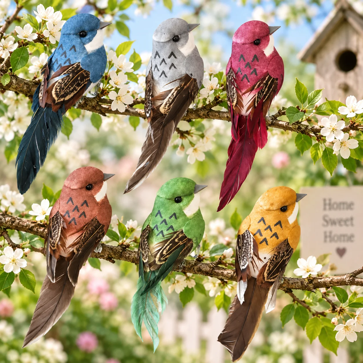 6 PCS Artificial Birds with Clips, Decorative Feather Birds for Crafts, Wreaths, Spring Easter Home Wedding Party Decor