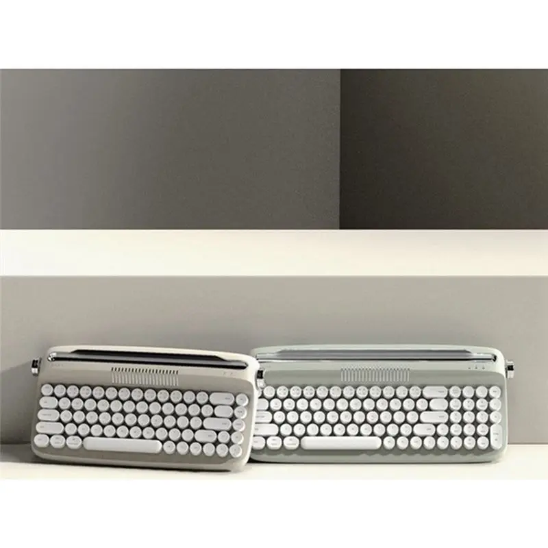 Superb- B309 Bluetooth Retro Wireless Keyboard for Laptop Tablet Phone Charging Models Portable Dual-Mode Keyboard, White