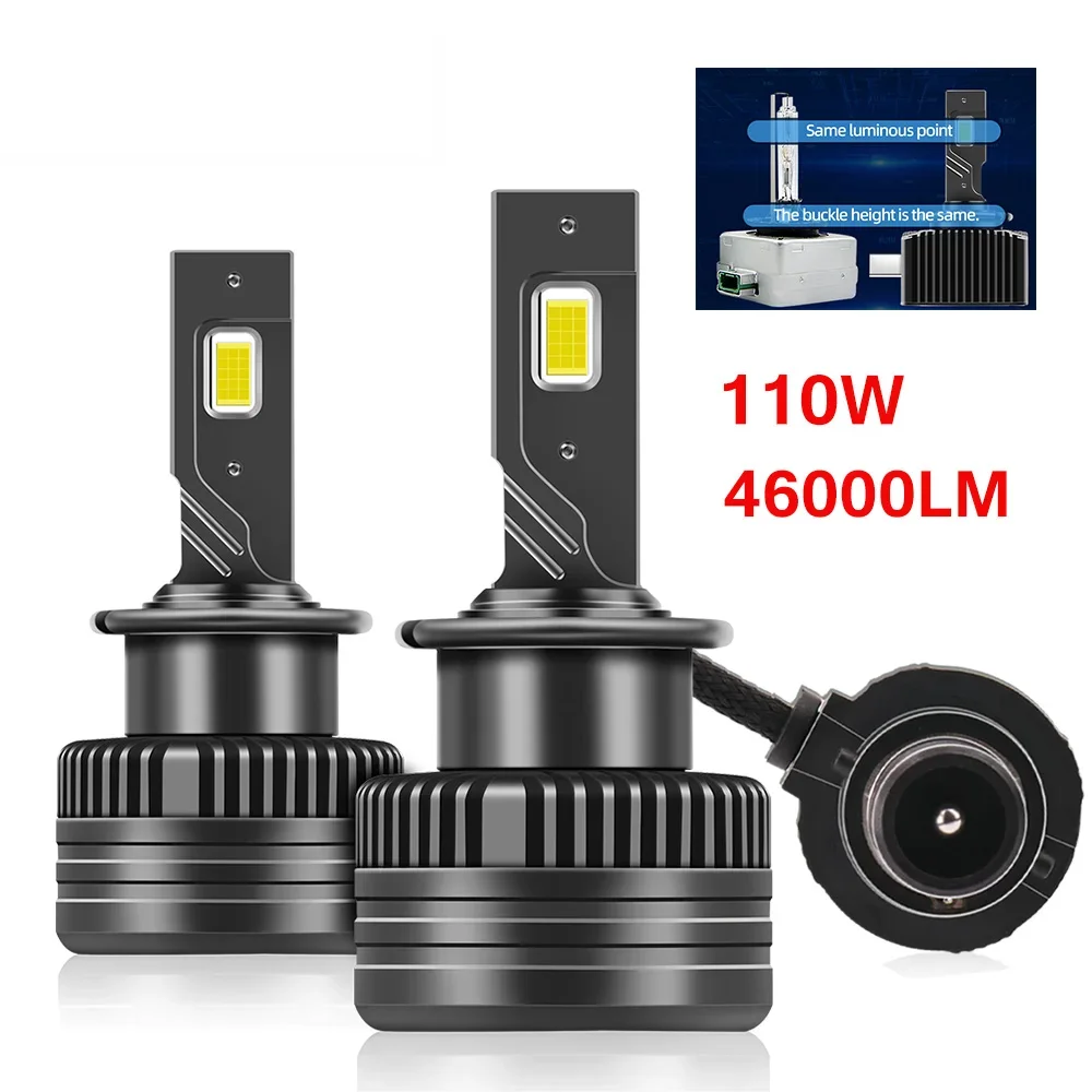 

D3S LED Headlights Canbus 46000LM HID D1S D2S D4S D5S D1R D2R D3R Turbo LED Two-sided CSP Chip 6000K 110W Plug&Play