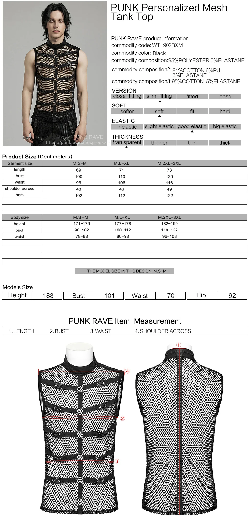Punk Rave Mnner Punk personal isierte Mesh Tank Top innovativen Stil coole  schne Tops sexy Weste Mnner Kleidung Sommer - AliExpress