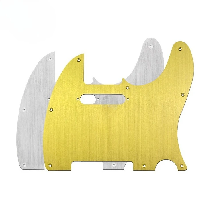 

Золотая цельноалюминиевая защита для электрогитары, матовая алюминиевая пластина, передняя крышка панели с 8 отверстиями, аксессуары для музыкальных инструментов