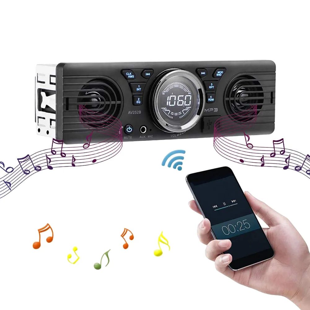 Universal 1 Din In-Dash Car Radio Audio Player Built-in 2 Speaker Stereo FM Support Bluetooth with USB/TF Card Port