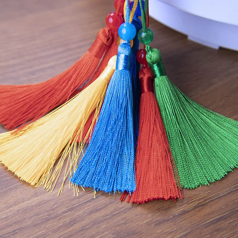 5-100Pcs 12cm Silky Tassel Handmade Soft Craft Mini Tassels with Loops Bookmark Beaded Tassels for Jewelry Making DIY Projects