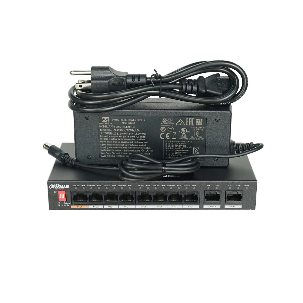 Imagem -03 - Dahua-poe Switch de Rede Dh-s1500c8et2et-dpwr Portas Suporte Ieee802.3af Padrão Ieee802.3at