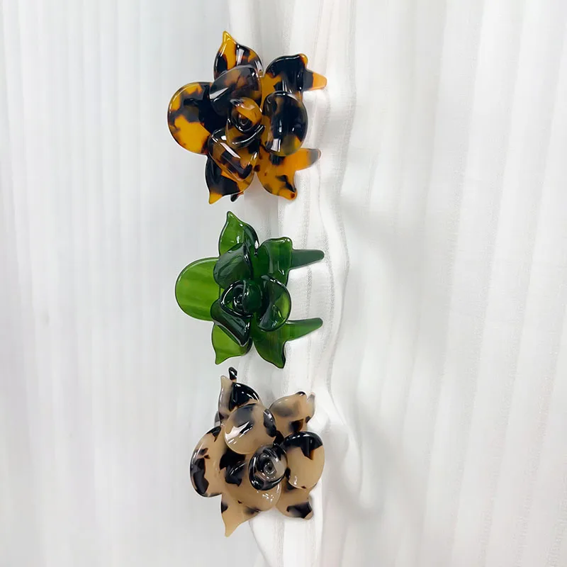 New Niche Design Three-Dimensional 5.5cm Flowers Small Hair Clip Delicate Fashion Acetic Acid Shark Clip Sweet Hair Accessories