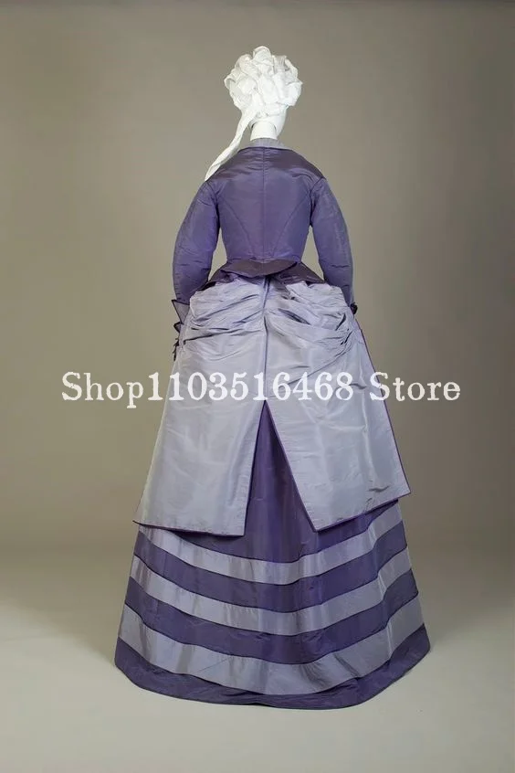 Historical Medieval Prom Dress Purple High Neck Button Small Coat Satin Pleated A Line Victorian Women Two Piece Set Customised